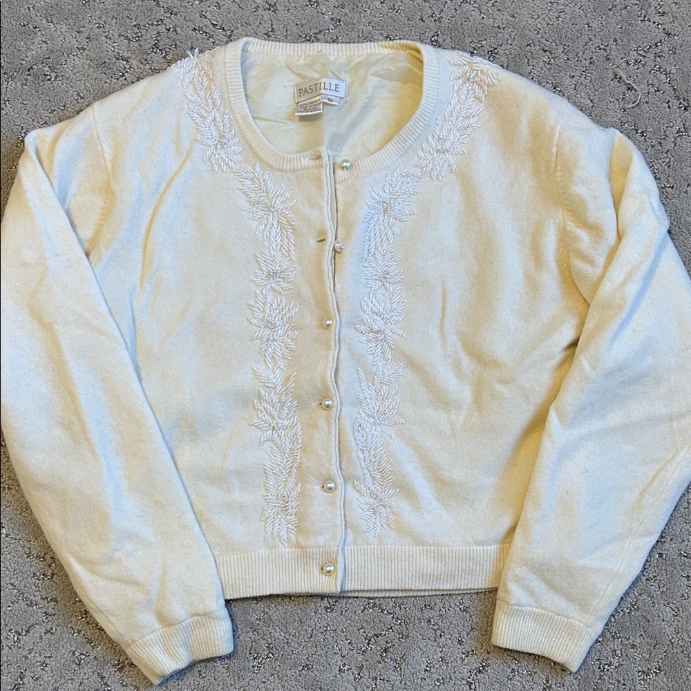 Chic Cream Button Down Cardigan - image 2